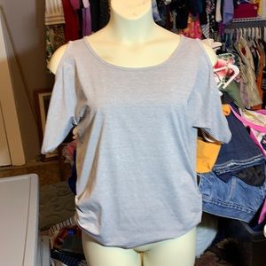NWT Easther grey blouse with cut out shoulders size Large
